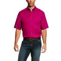 ARIAT MENS SOLID SS POPLIN SHIRT BERRY JUICE 10025792