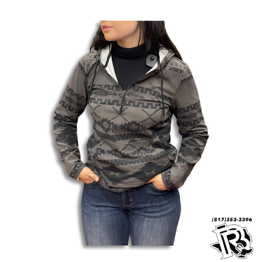 “ Lena “  | WOMEN JACKET / SWEATER GREY HOODIE AZTEC PRWO91RZXN