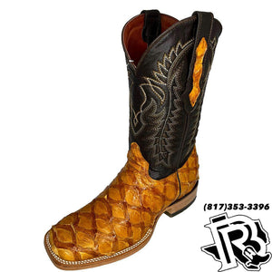 BIG BASS BOOT | BRANDY COLOR SQUARE TOE ORIGNAL FISH LEATHER