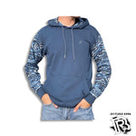 “ Rex “|  SUMMIT HOOEY MENS NAVY HOODY WITH BLUE AZTEC SLEEEVE HH1191NVAZ