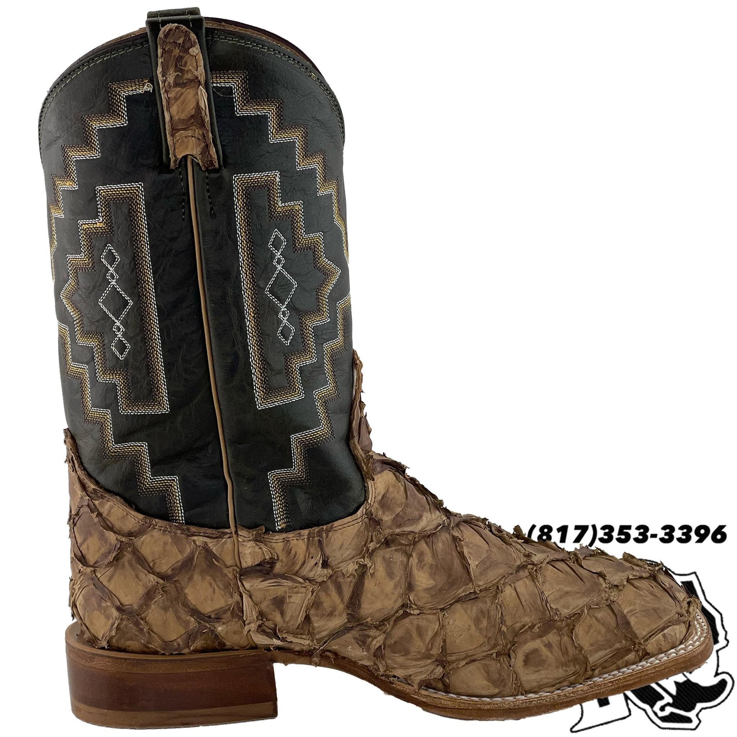 BIG BASS FISH BOOT | TONY LAMA MEN SQUARE TOE WESTERN BOOT  LEVIATHAN CHOCOLATE