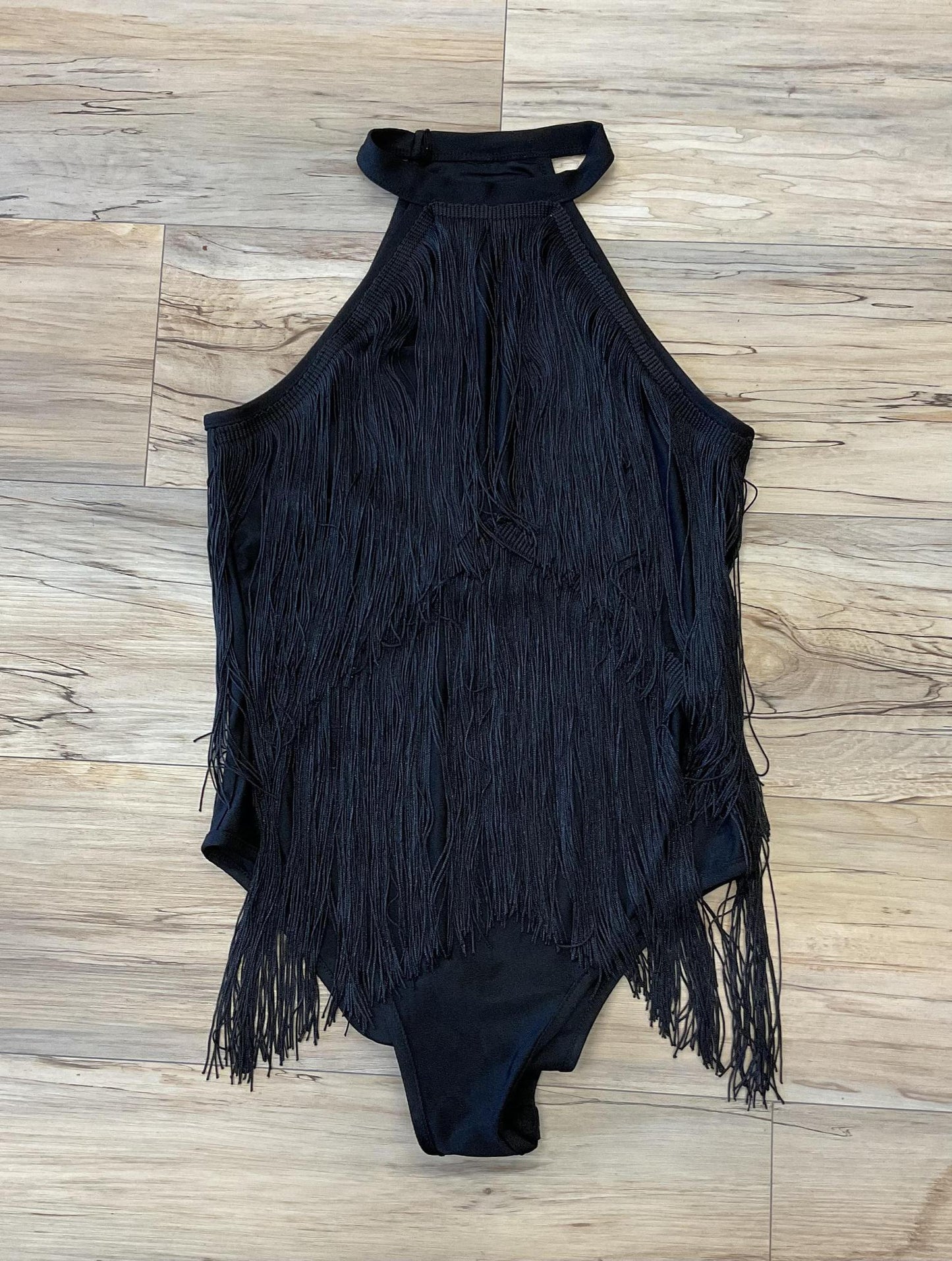 Alicia black fringe top