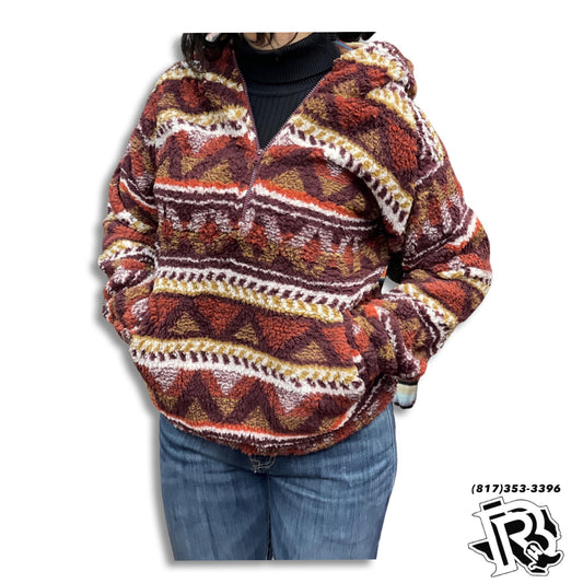 “ Andi  “  | WOMEN WRANGLER AZTEC PULLOVER RUST 112321245