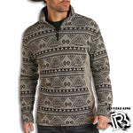 AZTEC PULL OVER | GREY 1/4 ZIP LONG SLEEVE WESTERN PULLOVER