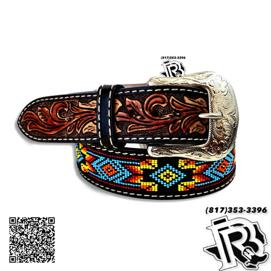 “ OSCAR “ | MEN WESTERN COWBOY BELT SOUTHERN WESTERN AZTEC DESIGN BEADED XIBB100