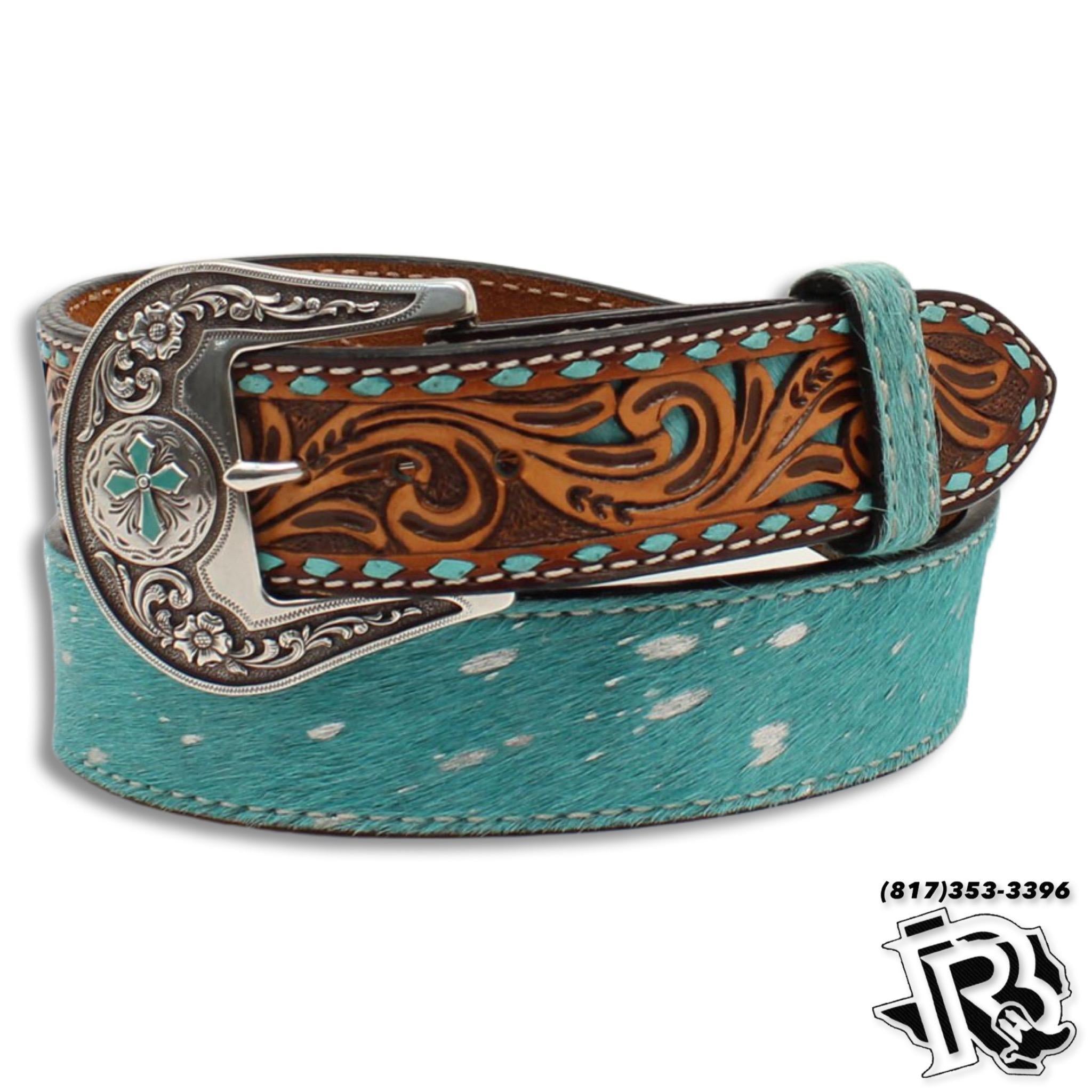 TURQUOISE COWHIDE | WOMEN'S ANGEL RANCH BELT (D140001433)