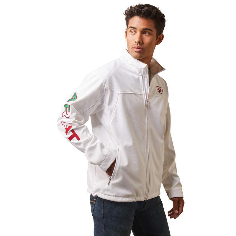 Mens new team softshell Mexico jacket white ARIAT | 10043549