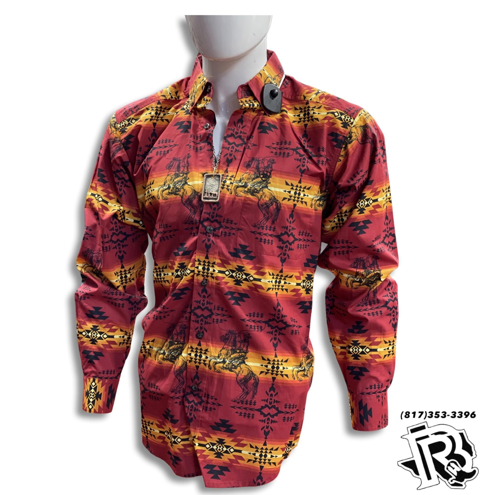 “ Ethan “ | ARIAT MEN LONG SLEEVE SHIRT RED VINTAGE DESIGN BUCKING HORSE 10041561