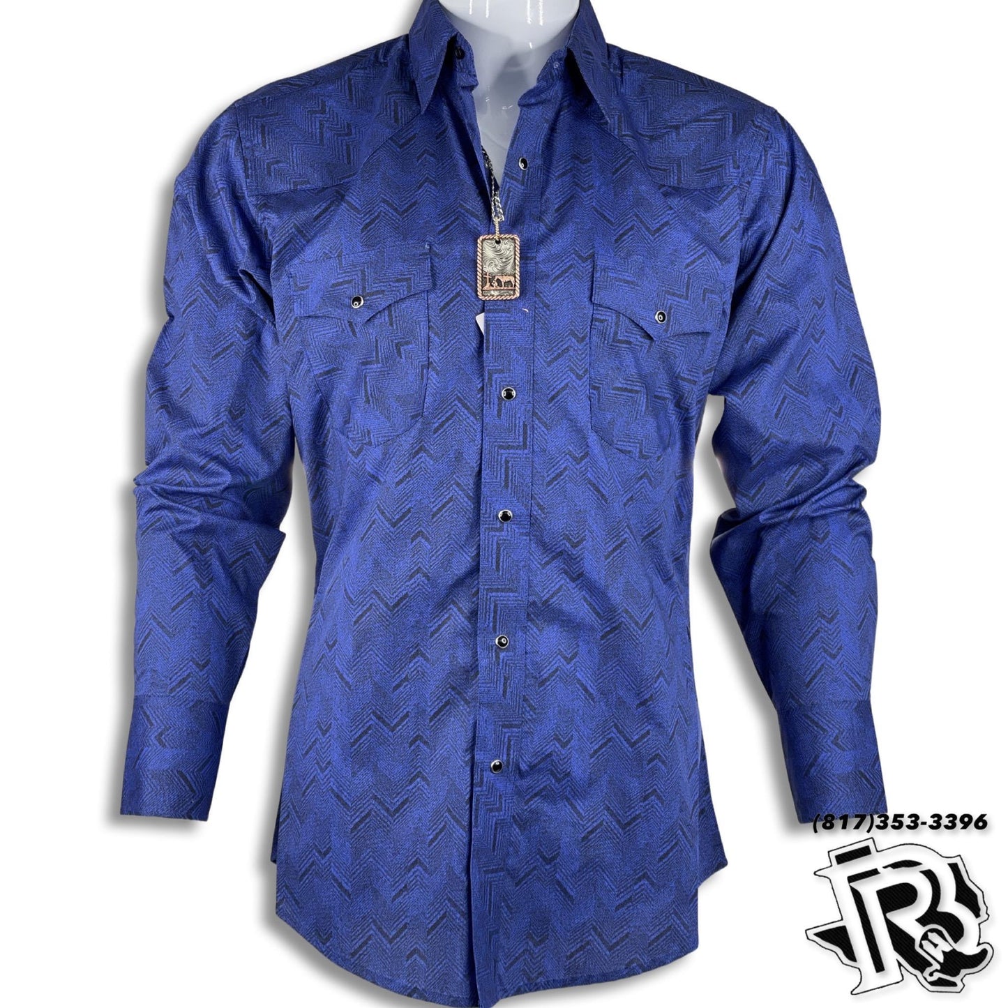 BLUE PATTERN | MEN WANGLER WESTERN LONG SLEEVE SHIRT