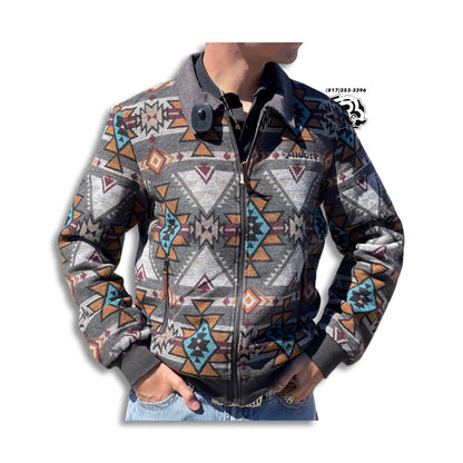 “ Nicholas “ | Hooey MENS bomber jacket tan/brown Aztec pattern | HJ090BRAZ