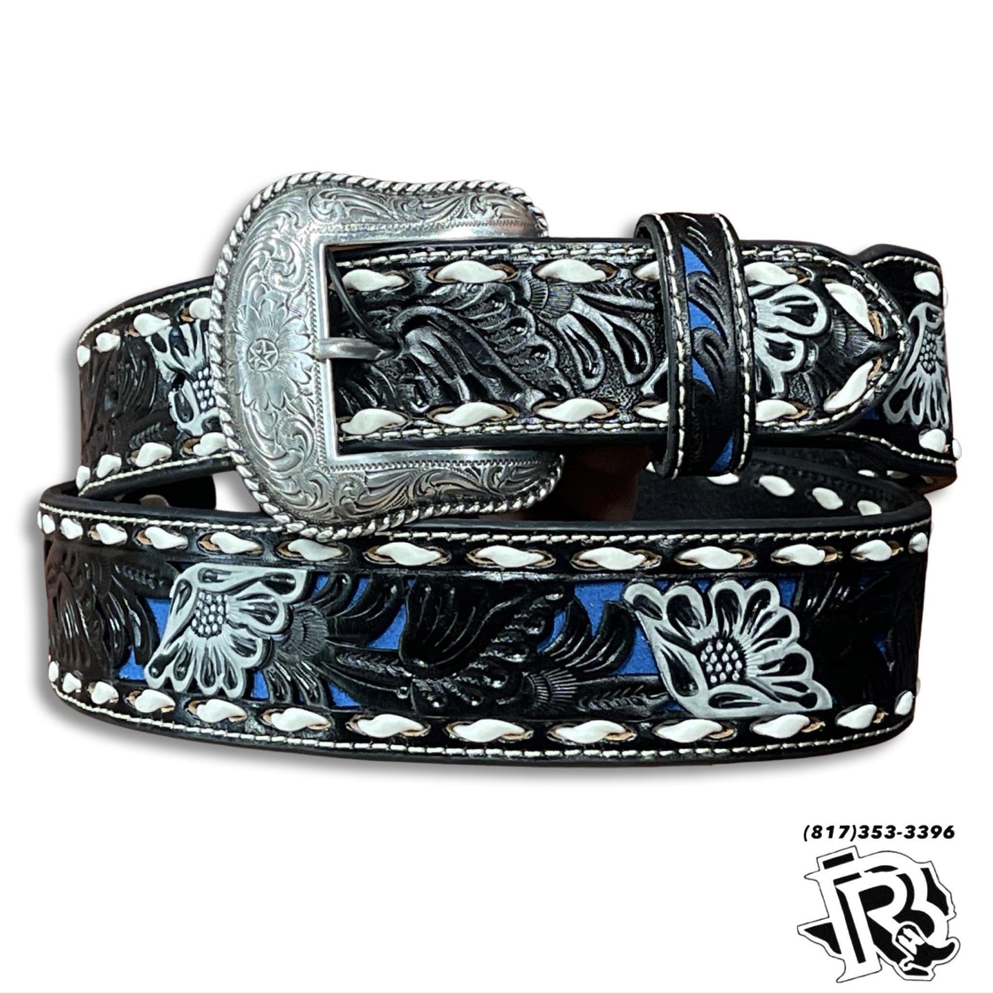 “ Raymond “ | MEN BELT BLACK TOOLED WESTERN BELT  N2413001