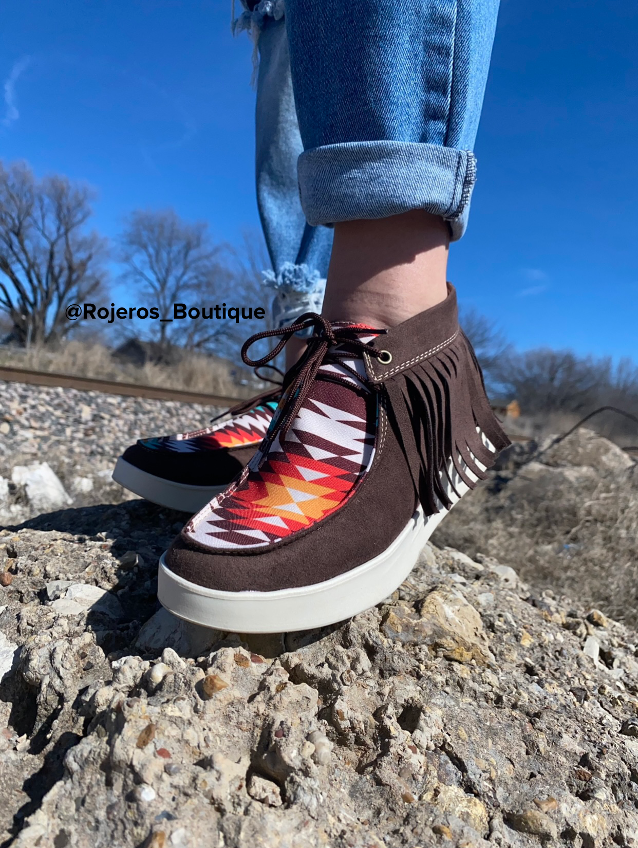 AZTEC ORANGE FRINGE SHOES