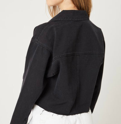 Women’s Denim crop jacket (Black)