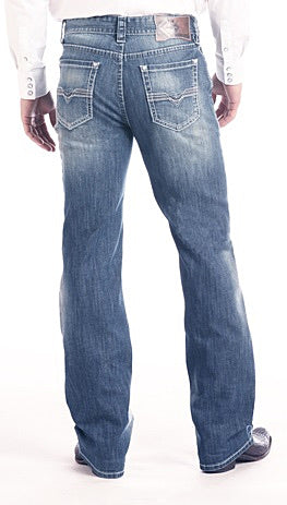 Double Barrel Straight Leg Reflex Jeans in Medium Wash Style Number M1R2396 ROCK & ROLL DENIM BLUE LABEL