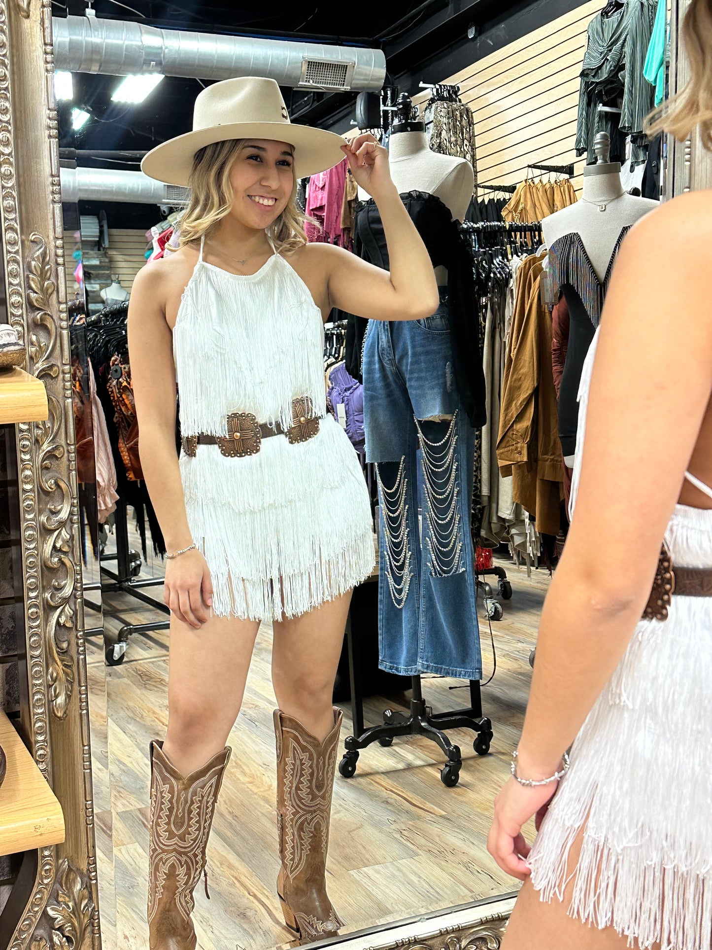 Lia White fringe romper