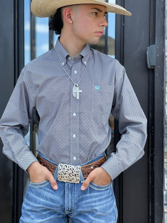 MEN’S LONG SLEEVE PRINT WHITE CINCH | MTW1105367