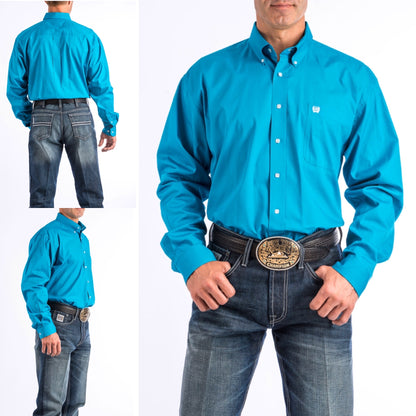 Cinch Men's Solid Turquoise Button-Down Western Shirt MTW1103800-TEAL