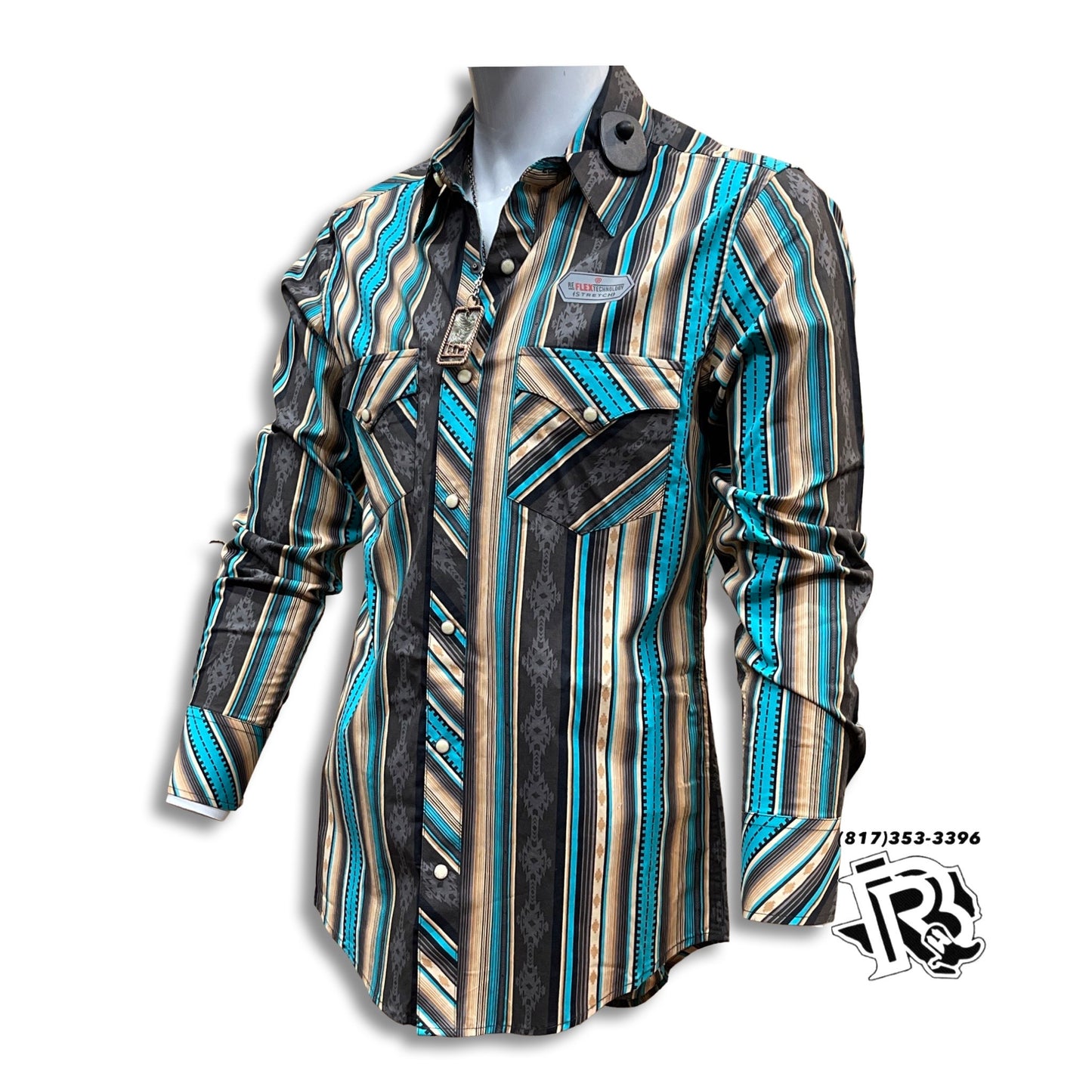 “ Gabriel “ | MENS SERAPE STRIPE PRINT SNAP SHIRT CHOCOLATE ROCK & ROLL RRMSOSRZ0U