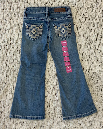 Girls Aztec emb mid rise boot cut light vintage jeans | RRGD4MR0XS