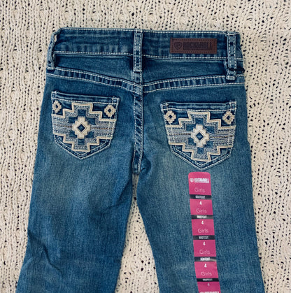 Girls Aztec emb mid rise boot cut light vintage jeans | RRGD4MR0XS