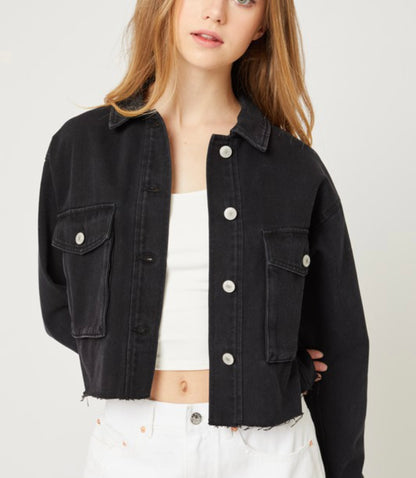 Women’s Denim crop jacket (Black)