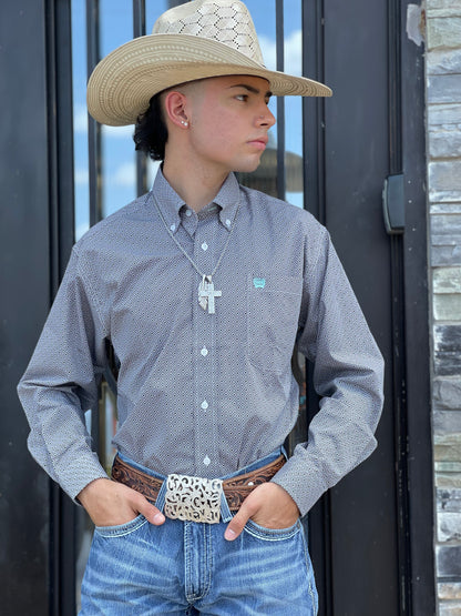 MEN’S LONG SLEEVE PRINT WHITE CINCH | MTW1105367