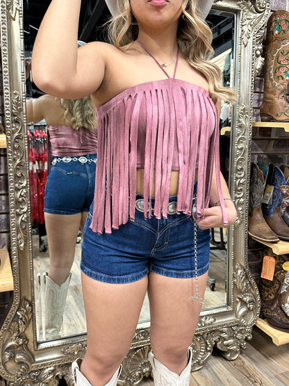 BELY FRINGE CROP TOP (MAUVE)