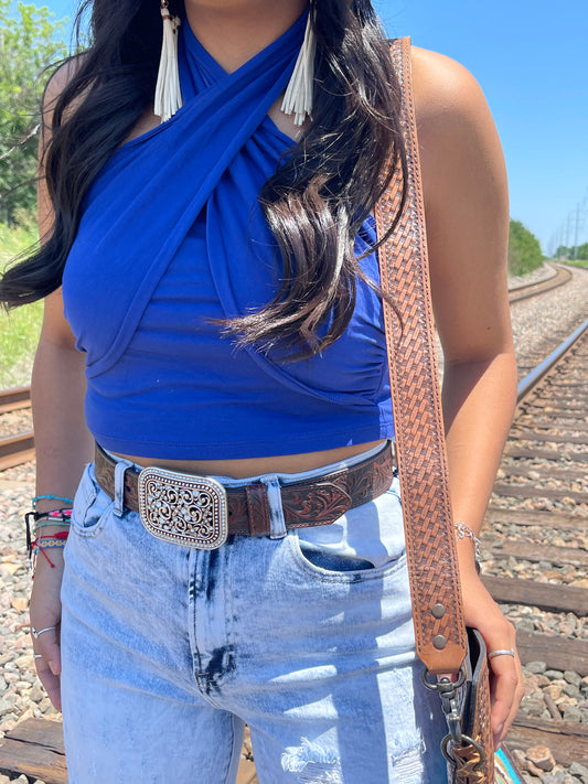 BLUE CROP TOP