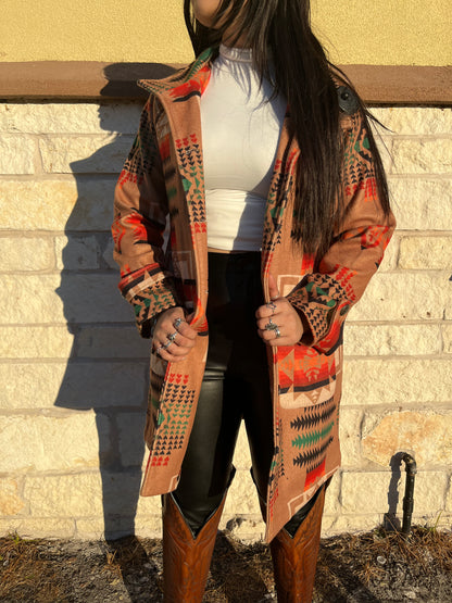 “ Lillie “ | WOMEN COAT WESTERN CAMEL AZTEC