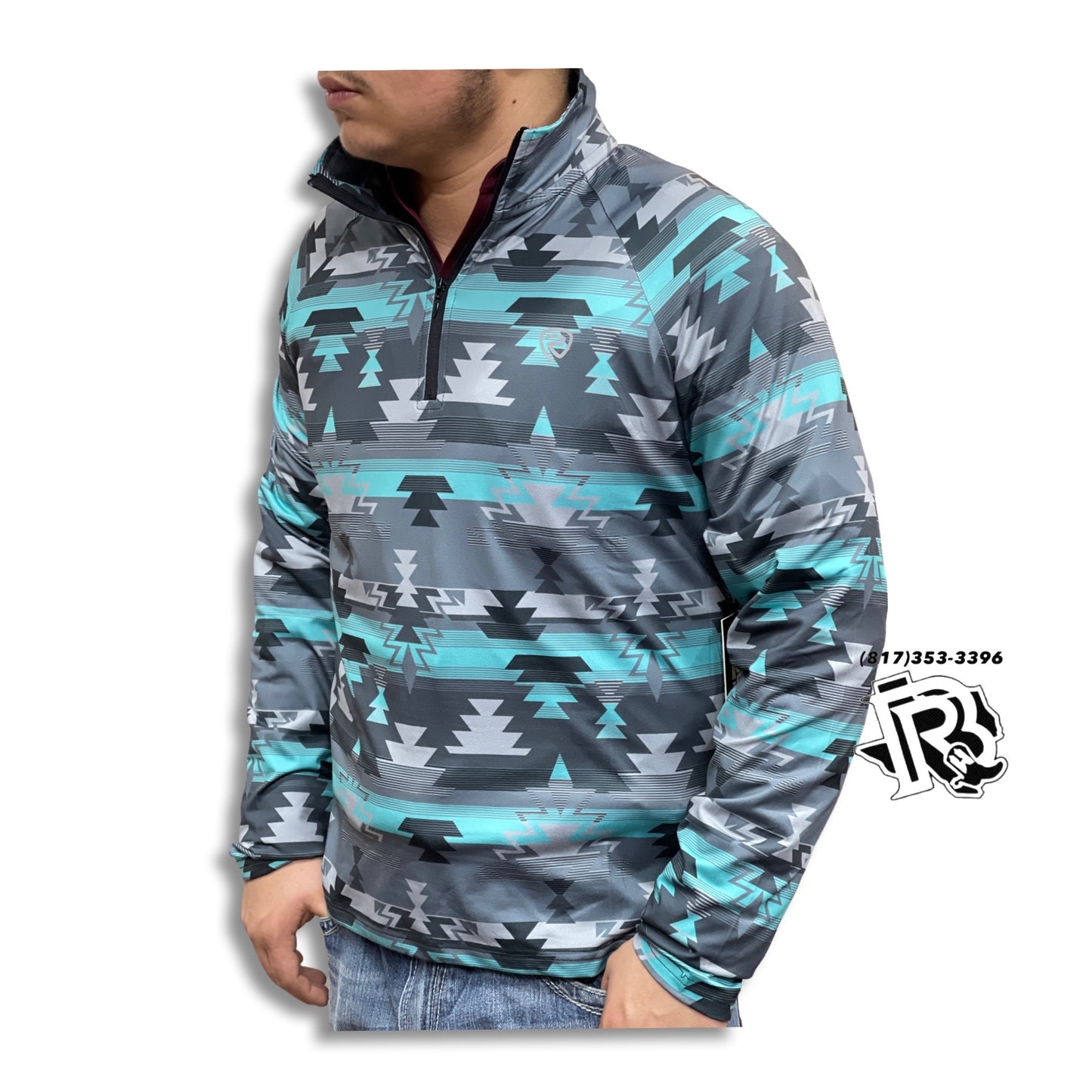 “ Harrison “ | MEN PULLOVER TEAL AZTEC PATTERN RRMT91R0JK