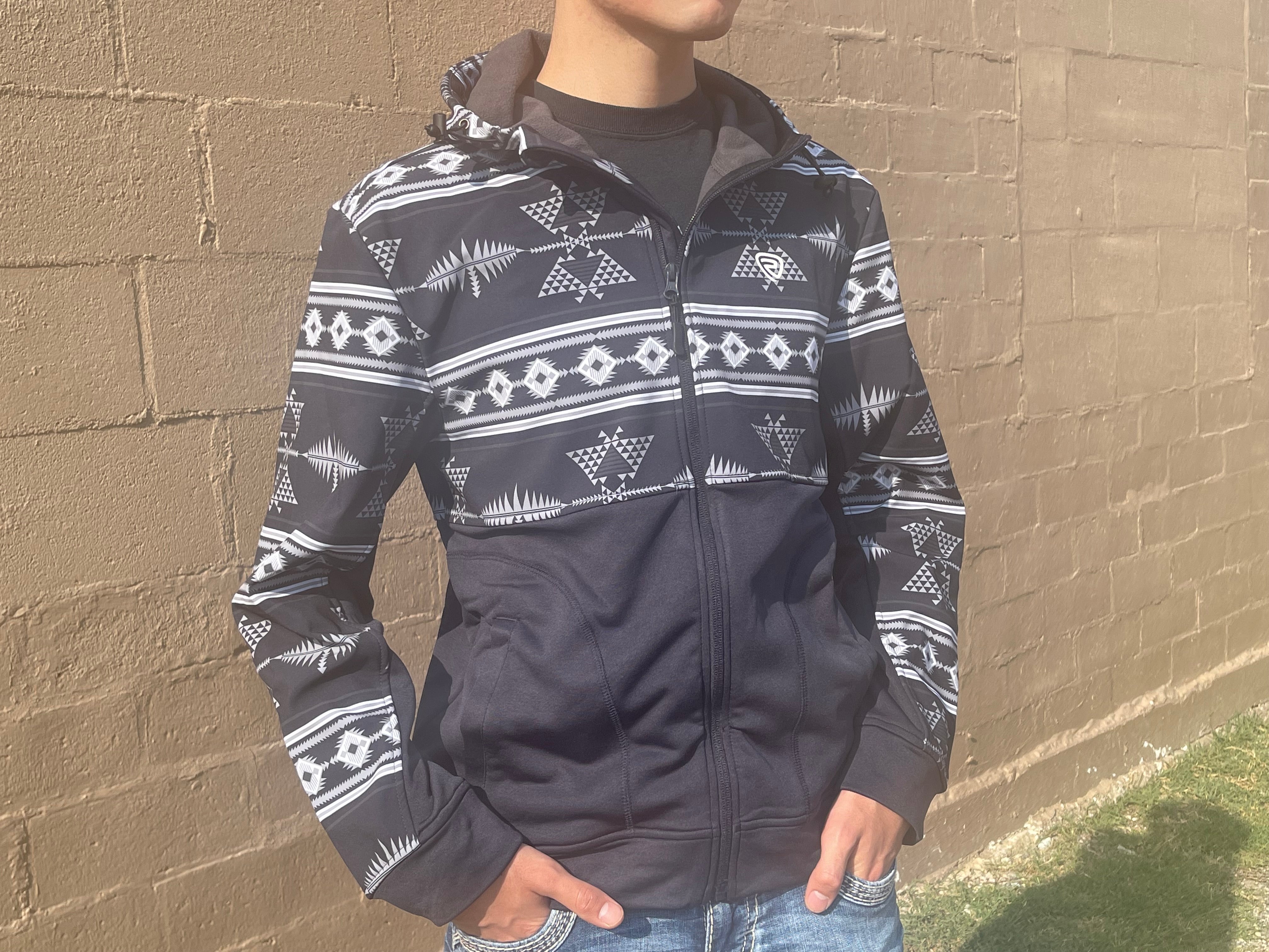 GREY AZTEC | MEN'S HOODIE/JACKET FULL ZIP JACKET