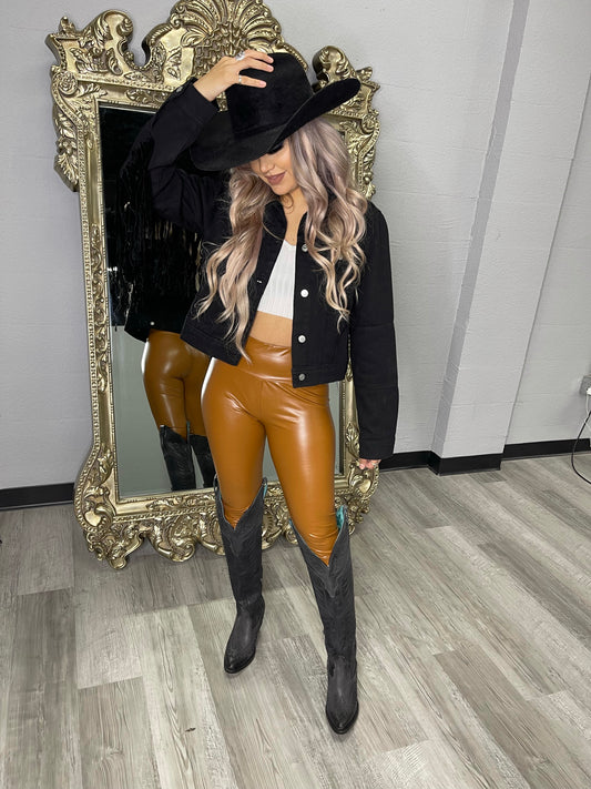 BROWN LEATHER LEGGINGS