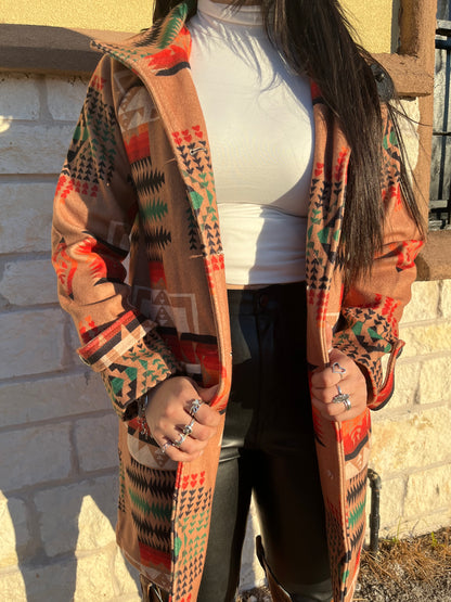 “ Lillie “ | WOMEN COAT WESTERN CAMEL AZTEC