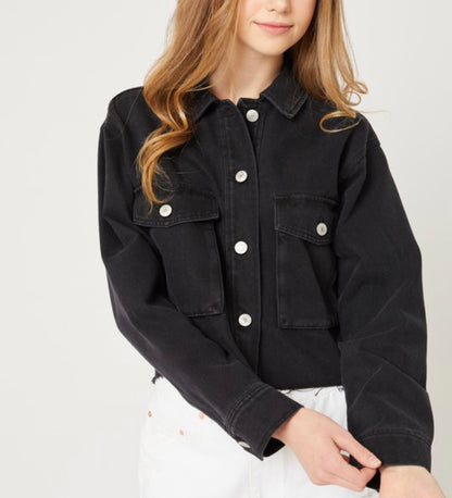 Women’s Denim crop jacket (Black)