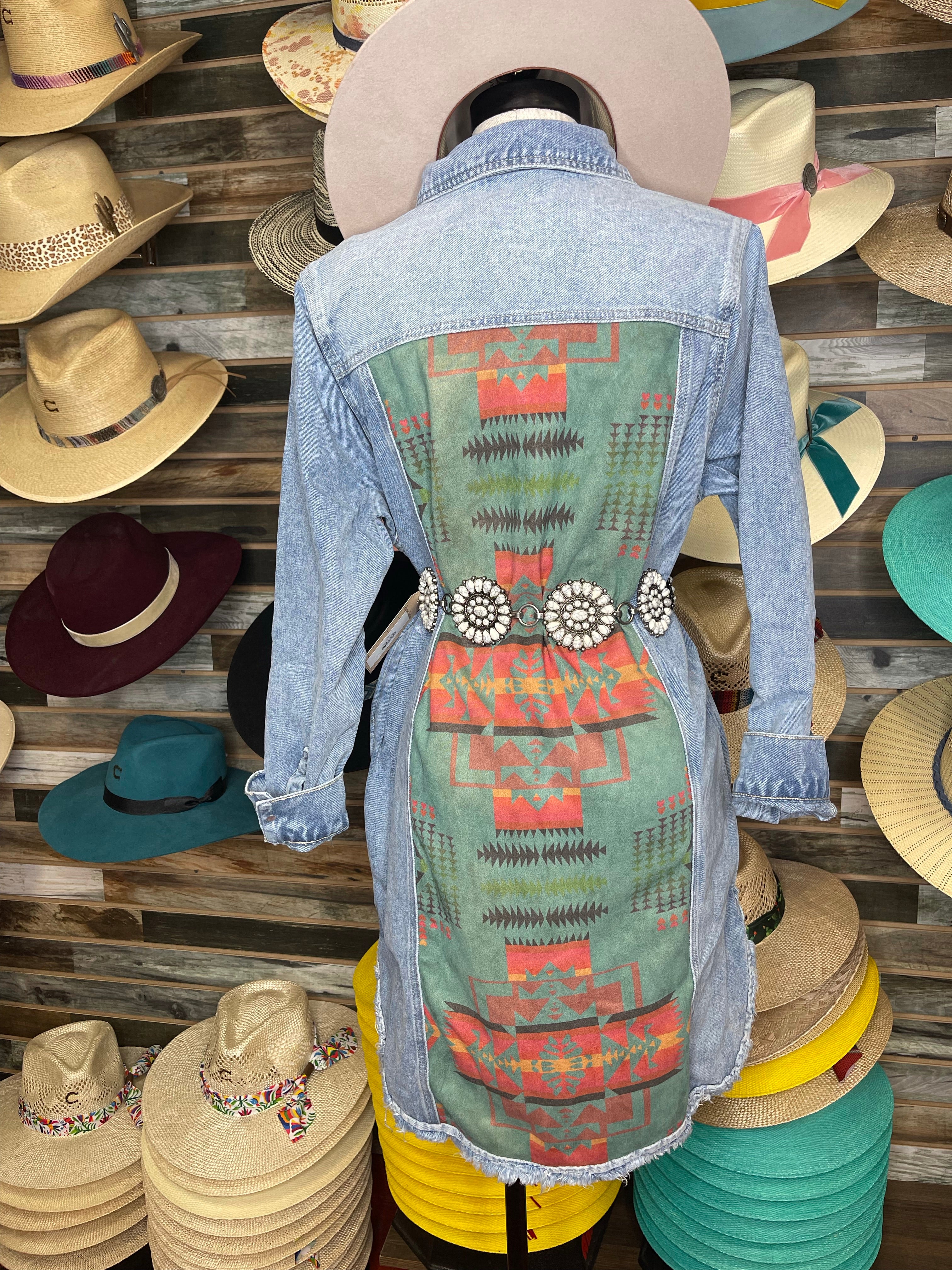 Aztec long  Jean Jacket