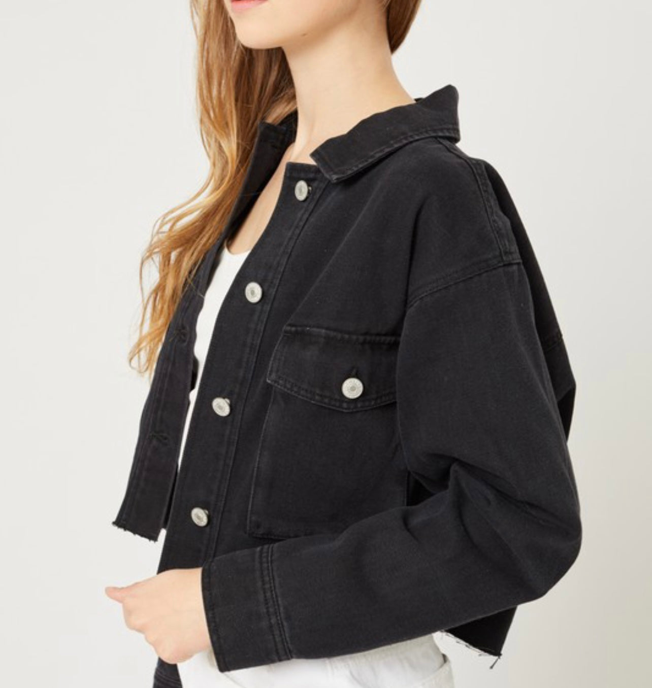 Women’s Denim crop jacket (Black)