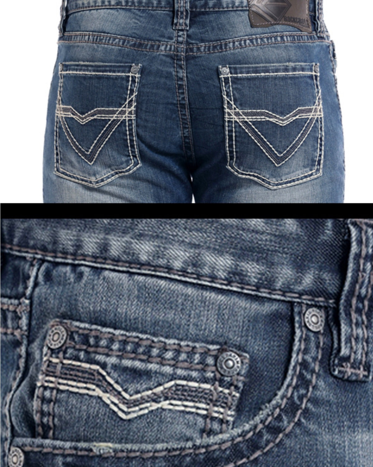 ROCK&ROLL: MEN JEANS ReFlex Large Double Embroidery