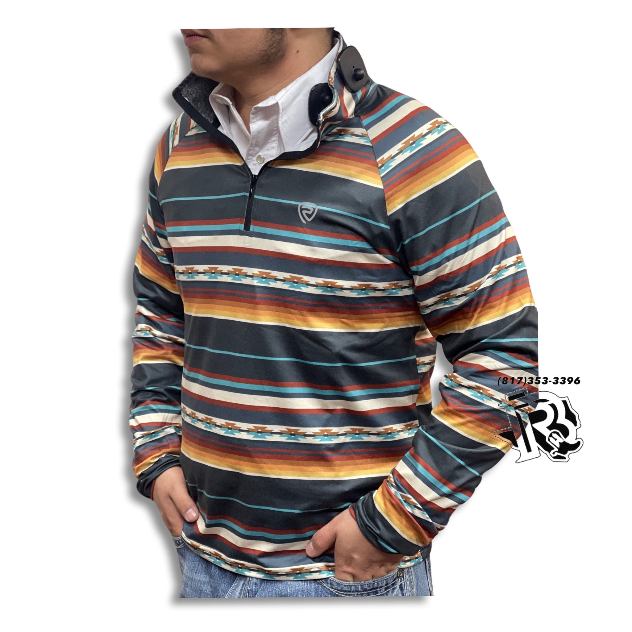 “ Louis “ | MENS AZTEC STRIPED PULLOVER BLACK ROCK & ROLL RRMT91R06U