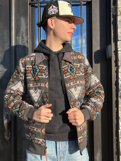 “ Nicholas “ | Hooey MENS bomber jacket tan/brown Aztec pattern | HJ090BRAZ