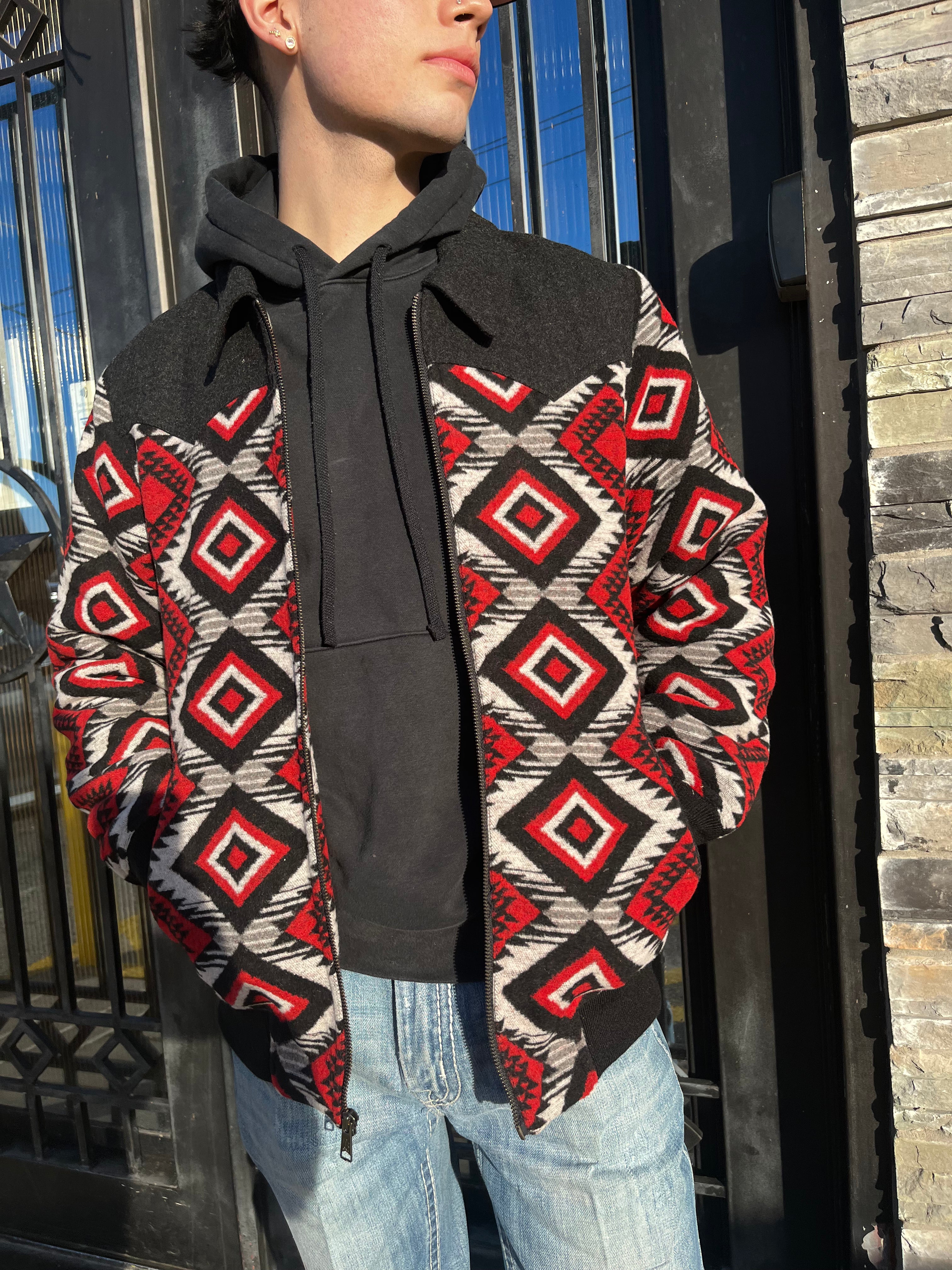 “ Ramsey ” | MENS WOOL AZTEC COAT POWER RIVER SCARLET | PRM092RZZD