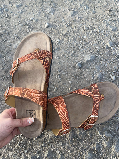 TOOLED LEATHER SANDALS BOHO