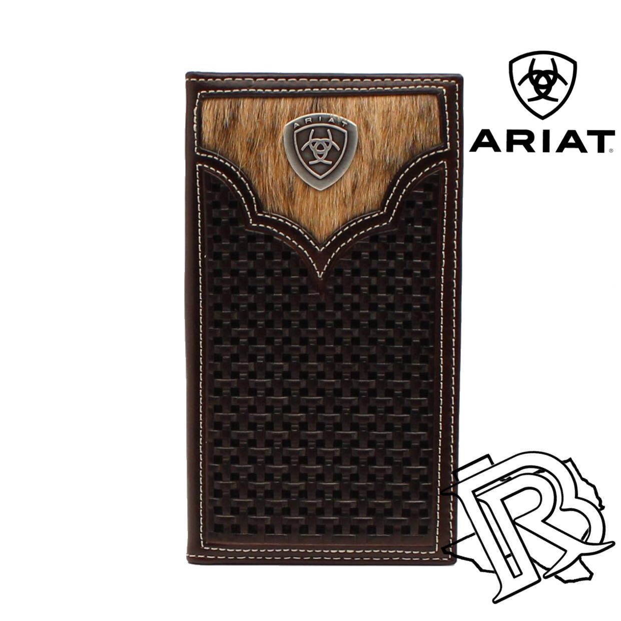 Ariat Mens Brown Basketweave Calf Hair Rodeo Wallet A3542102