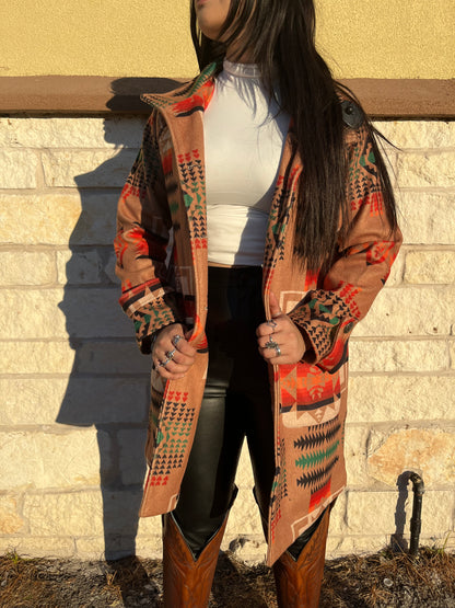 “ Lillie “ | WOMEN COAT WESTERN CAMEL AZTEC