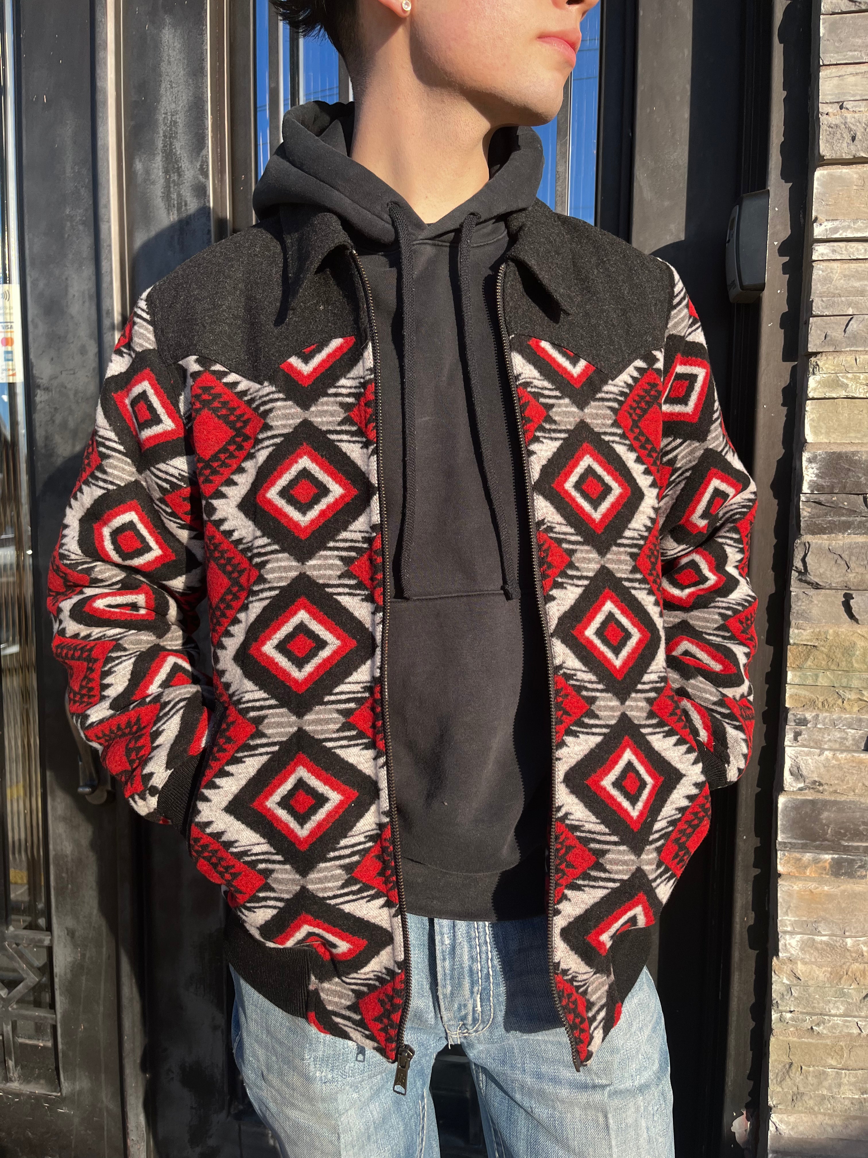 “ Ramsey ” | MENS WOOL AZTEC COAT POWER RIVER SCARLET | PRM092RZZD