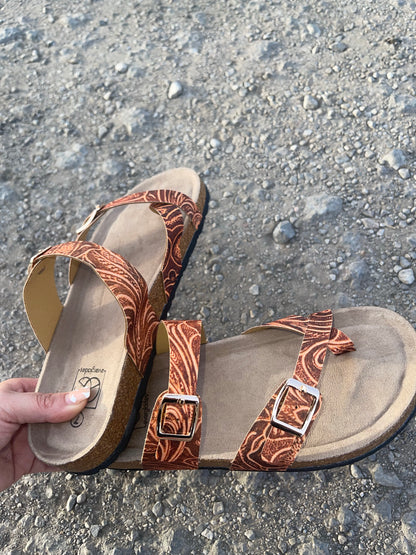 TOOLED LEATHER SANDALS BOHO