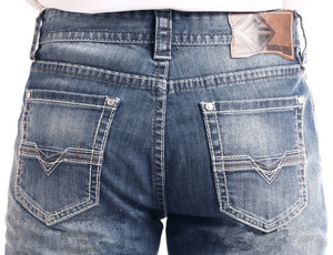 Double Barrel Straight Leg Reflex Jeans in Medium Wash Style Number M1R2396 ROCK & ROLL DENIM BLUE LABEL