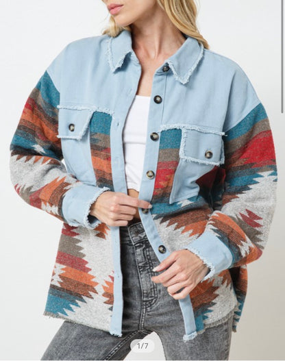 Aztec denim Jacket (oversized)