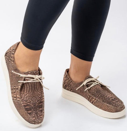 BROWN CROCO SHOES