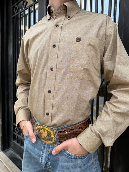 CINCH MENS LONG SLEEVE KHAKI