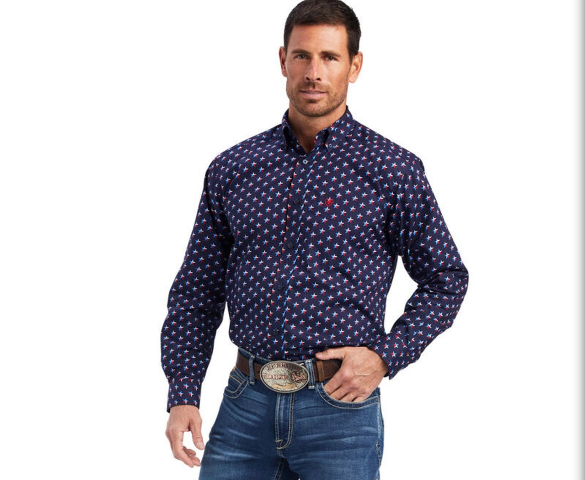 “ STAR “ | MENS  CLASSIC LONG SLEEVE SHIRT MARITIME BLUE 10041557